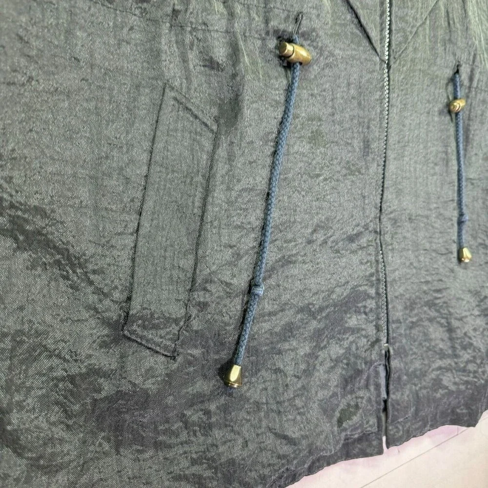 Vintage Silkworms Windbreaker Women 2XL‎ Black 80s Gorpcore Cinch Travel Resort